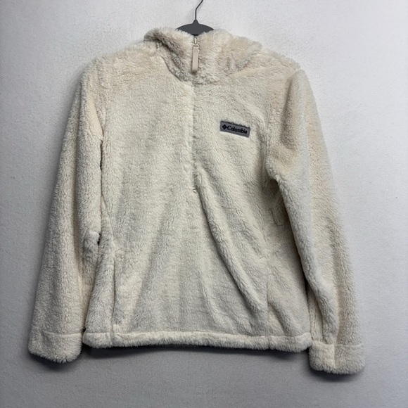Columbia Bundle Up Sherpa Hooded Pullover 1/4 Zip Cream XS Teddy Sweater Hoodie - Picture 1 of 9